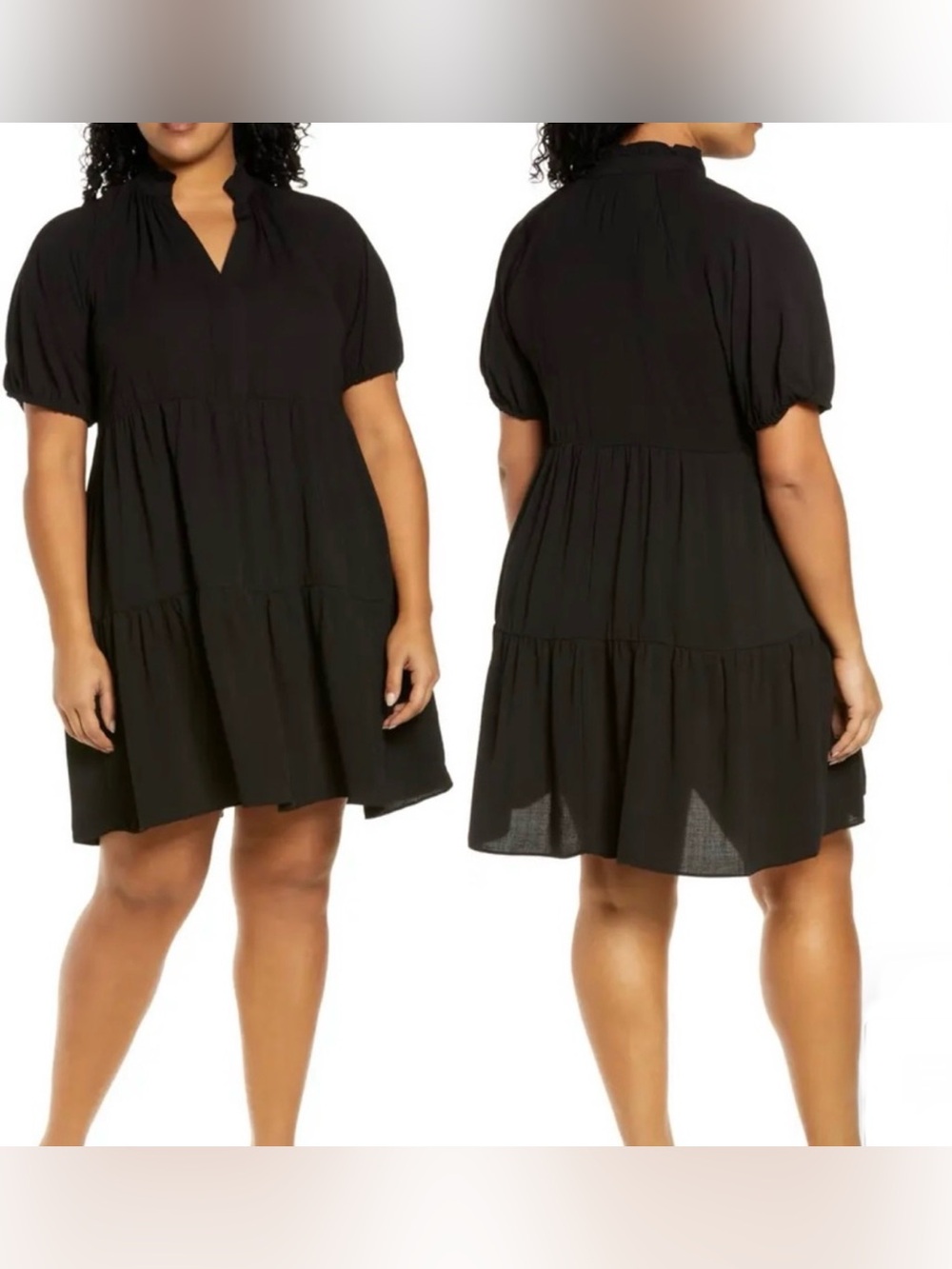 EUC- CECE Split Neck Babydoll Boho Peasant Dress